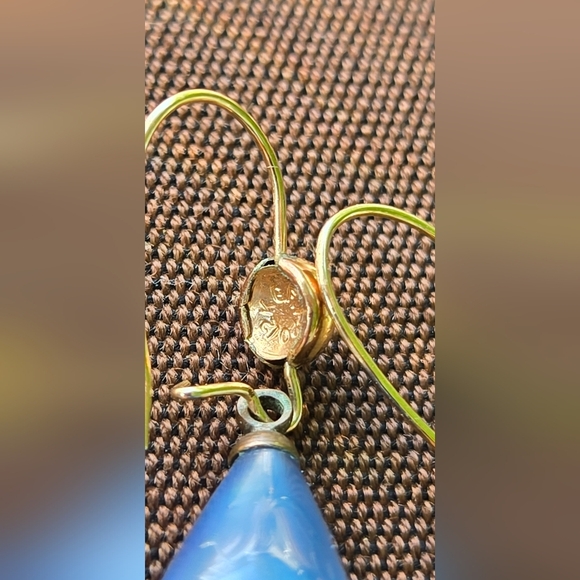 12k gold filled  blue / white moon glow drop earrings Bundle - Picture 14 of 16